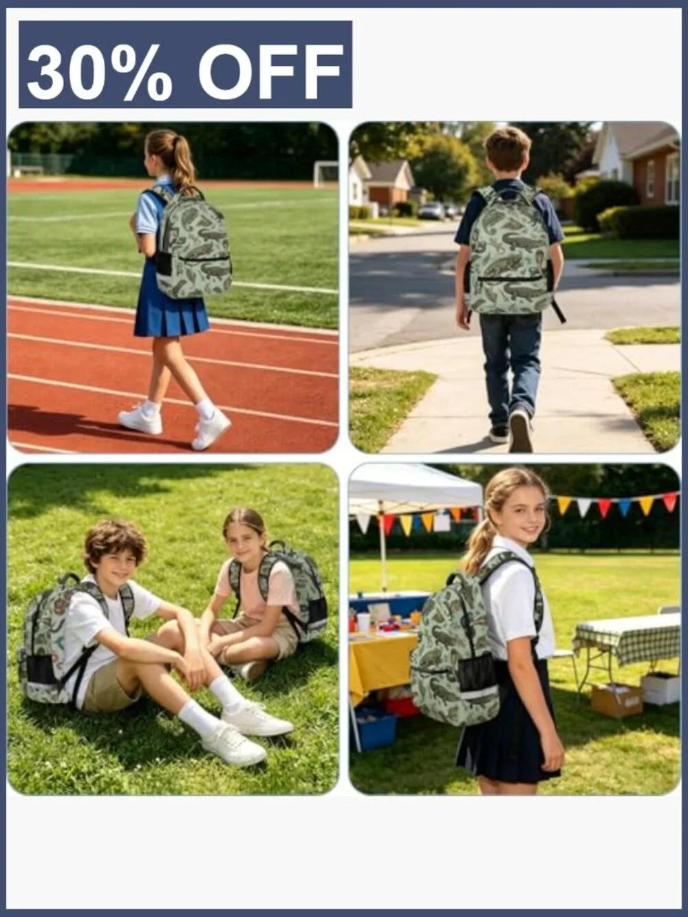 Realistic Reptile Backpack for Kids, 17 Inch, Water Resistant, with Reflective